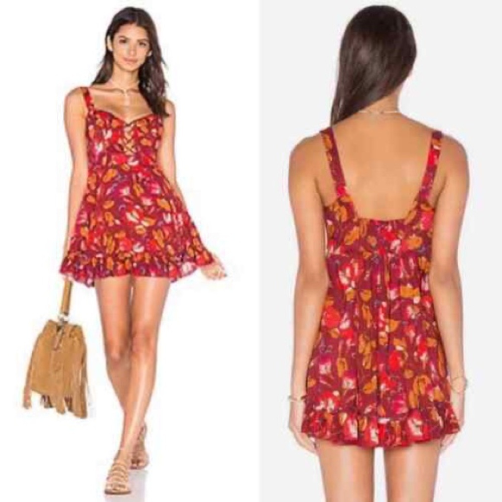 Free People 'Lattice Lovers' Lace-Up Minidress Medium - Picture 3 of 14